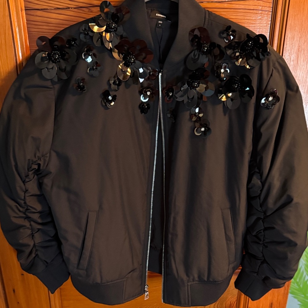 Embellished Black Bomber Jacket